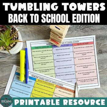 Preview of Jenga Tumbling Towers Back to School Activity | First Week Ice Breaker