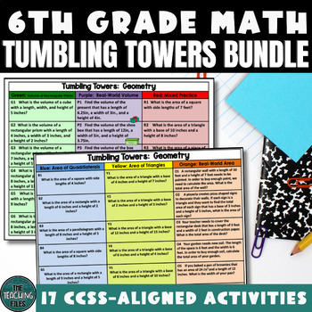 Preview of Jenga Math Tumbling Towers 6th Grade Math Review Activity