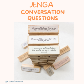 Preview of Jenga conversation cards, tumbling towers cards, counselling games