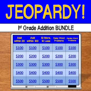 Preview of Jeopardy: 1st Grade Addition 3 GAME BUNDLE