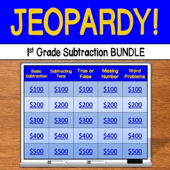 Preview of Jeopardy: 1st Grade Subtraction 3 GAME BUNDLE