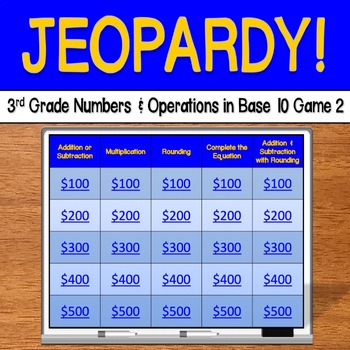 Preview of Jeopardy: 3rd Grade Numbers & Operations (Game 2) - CCSS & PARCC Aligned