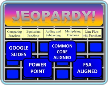 Preview of 4th Grade Math Fraction Jeopardy Common Core / FSA - GOOGLE SLIDES AND PPT