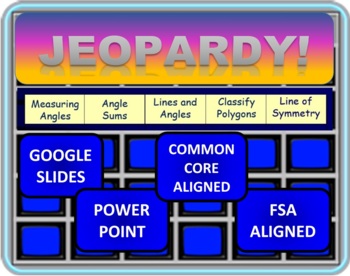 Preview of 4th Grade Math Jeopardy- Geometry and Angles Review GOOGLE SLIDES AND POWERPOINT