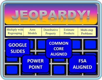 Preview of 4th Grade Math Jeopardy- Multi-Digit Multiplication GOOGLE SLIDES AND POWERPOINT