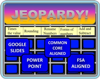 Preview of 4th Grade Math Jeopardy- Place Value GOOGLE SLIDES AND POWERPOINT