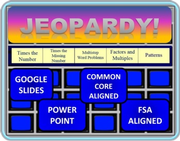 Preview of 4th Grade Math Algebraic Operations (OA) Jeopardy- GOOGLE SLIDES and POWERPOINT