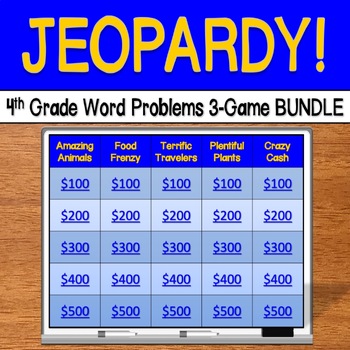 Preview of Jeopardy: 4th Grade Word Problems 3 GAME BUNDLE - CCSS & PARCC Aligned!