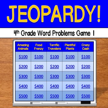 Preview of Jeopardy: 4th Grade Word Problems (Game 1) - CCSS & PARCC Aligned!