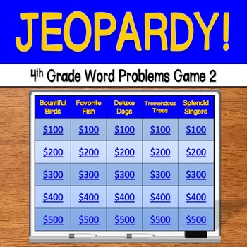 Preview of Jeopardy: 4th Grade Word Problems (Game 2) - CCSS & PARCC Aligned!