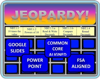 Preview of 5th Grade Math Jeopardy- Place Value and Decimals GOOGLE SLIDES AND PPT