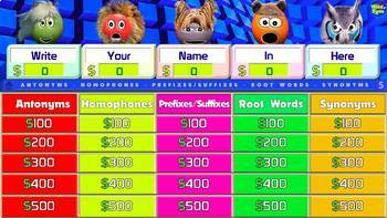 Preview of Jeopardy ~ Antonyms – Homophones – Prefixes-Suffixes – Root words – Synonyms