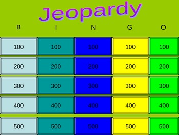 Preview of Jeopardy Bingo Powerpoint