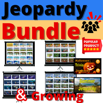 Preview of Jeopardy Bundle Full Year Activities and Growing Group All Year Trivia Resource