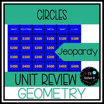 Preview of Jeopardy | Circles Unit Review | Geometry