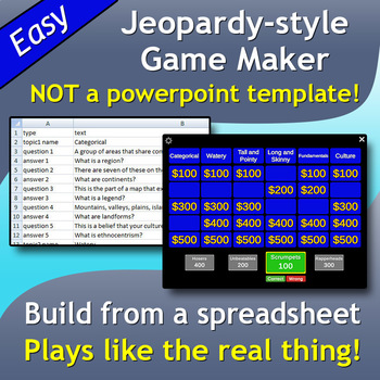 Preview of Jeopardy DLux (Windows version) - customizable game creator