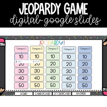 Preview of Jeopardy Game Google Slides