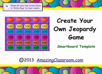 Preview of Jeopardy Game Template for SMART Notebook