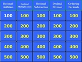 Jeopardy Game for Decimal Computation Skills