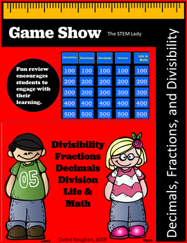 Preview of Distance Learning Math Game Show  - Decimals, Fractions, and Divisibility (Zoom)
