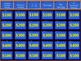 Jeopardy Game for Percents and Applications of Percents