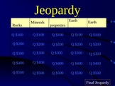 Jeopardy Game for Rocks, Minerals, Soil Science Review