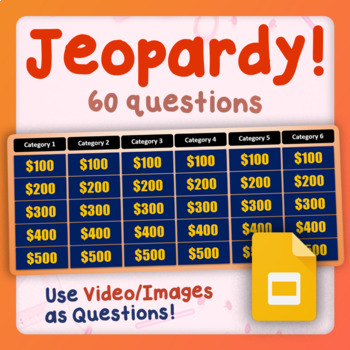 Preview of Jeopardy Google Slides - Editable Template - Review Game, Team Building 