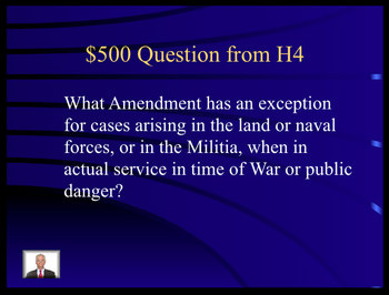 Preview of Jeopardy Game Constitution Bill of Rights Rights of Accused