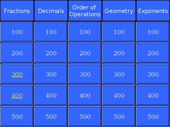 Preview of Jeopardy Math Review-5th Grade End of Year