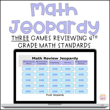 Preview of Jeopardy Math Review of 4th Grade Standards--THREE Games!