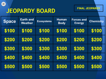 Preview of Jeopardy: Middle School Science