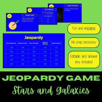 Preview of Jeopardy Review Game - Stars and Galaxies