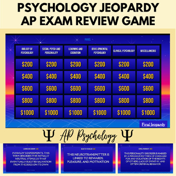 Preview of Jeopardy Review Game for AP Psychology Exam: AP Psychology No Prep Activity