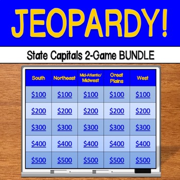 Preview of Jeopardy: State Capitals 2-GAME BUNDLE