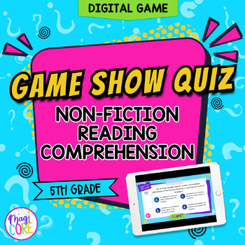 Preview of Jeopardy Style 5th Grade Reading Comprehension Review Digital ELA Quiz Game Show