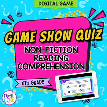 Preview of Jeopardy Style 6th Grade Reading Comprehension Review Digital ELA Quiz Game Show