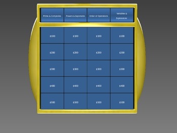Preview of Jeopardy Style Game - Order of Operations, Prime & Composite, etc.