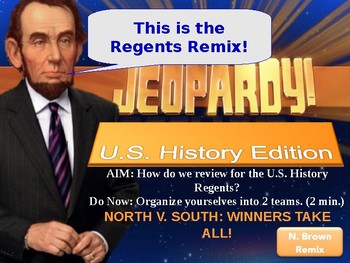 Preview of Jeopardy Style U.S. History (Regents) Review - PowerPoint or Smartboard Template