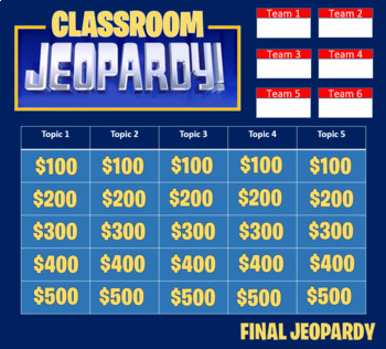 Preview of Jeopardy Template (2 rounds). Keep score-up to 6 teams
