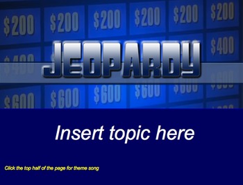 Preview of Jeopardy Template for SmartBoard