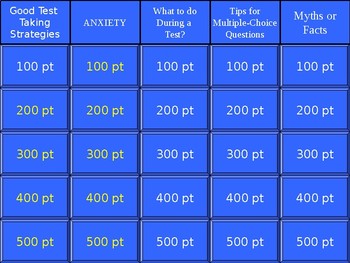 Preview of Jeopardy- Test Taking