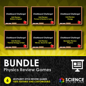 Preview of Jeopardy Unit Review Games for Physics Bundle