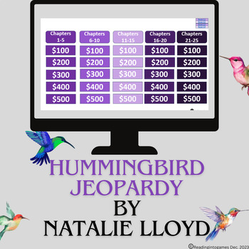 Preview of Novel Jeopardy for Hummingbird by Natalie Lloyd
