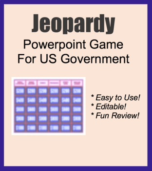 Preview of Jeopardy game / Fun Activity for Government Class. Powerpoint Slides, Civics