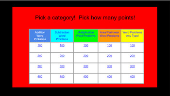 Preview of Jeopdary-Style! - Even More Word Problems!