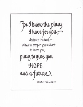 Preview of Jeremiah 29:11 'For I Know the Plans I Have for You...'    (plain border)