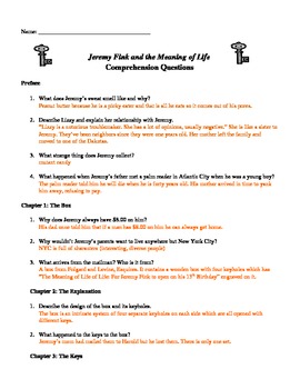 Preview of Jeremy Fink and the Meaning of Life Chapter Questions (Answer Key)