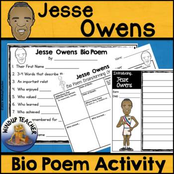 Preview of Jesse Owens Biography Poem Activity and Writing Paper