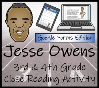 Preview of Jesse Owens Close Reading Activity Digital & Print | 3rd Grade & 4th Grade