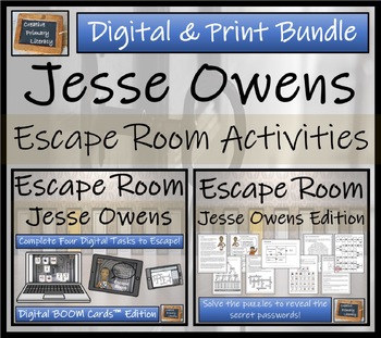 Preview of Jesse Owens Escape Room Bundle | BOOM Cards™ Digital & Print Versions
